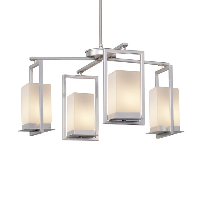 Justice Designs - FSN-7510W-OPAL-NCKL - LED Outdoor Chandelier - Fusion - Brushed Nickel