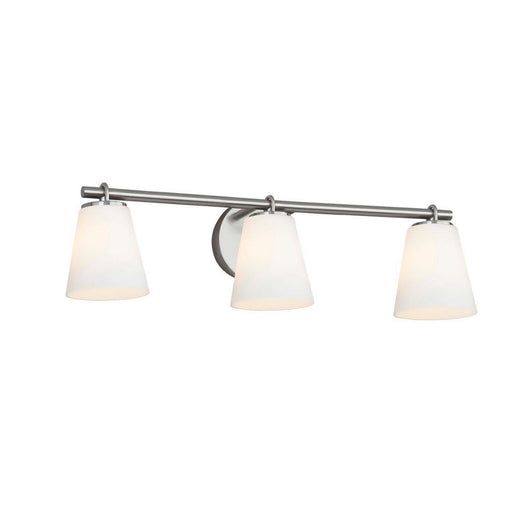 Justice Designs - FSN-8033-OPAL-NCKL - Three Light Bath Bar - Fusion - Brushed Nickel