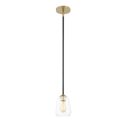 Fusion One Light Pendant Matte Black w/ Brass
