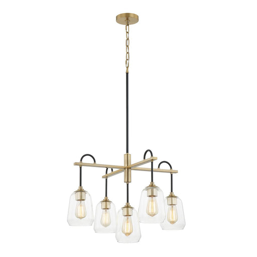 Fusion Five Light Chandelier Matte Black w/ Brass