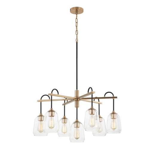 Fusion Seven Light Chandelier Matte Black w/ Brass
