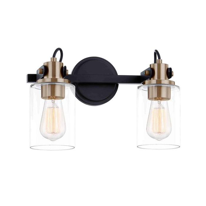 Justice Designs - FSN-8192-CLER-MBBR - Two Light Bath Bar - Fusion - Matte Black w/ Brass