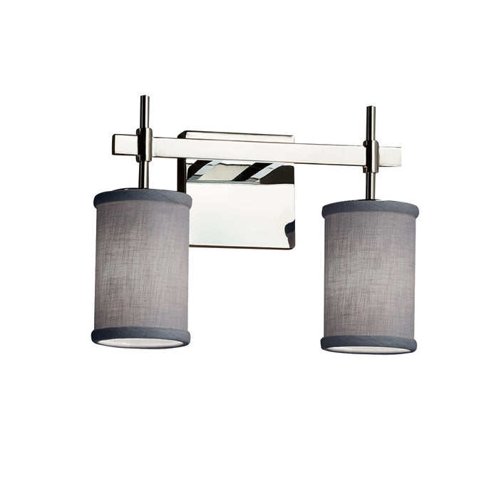 Justice Designs - FAB-8412-10-GRAY-CROM - Two Light Bath Bar - Textile - Polished Chrome
