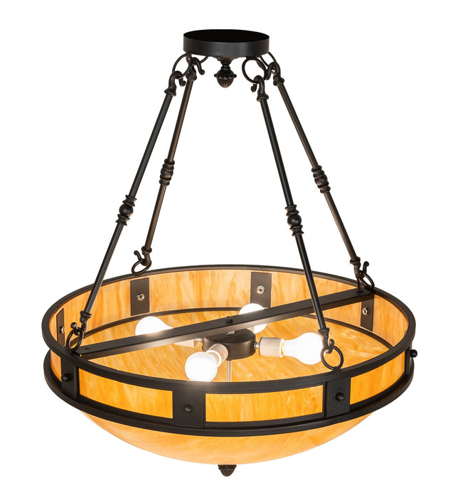 Meyda Tiffany - 267388 - Four Light Semi-Flushmount - Capella - Solar Black