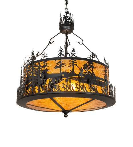 Bass And Fisherman Four Light Pendant