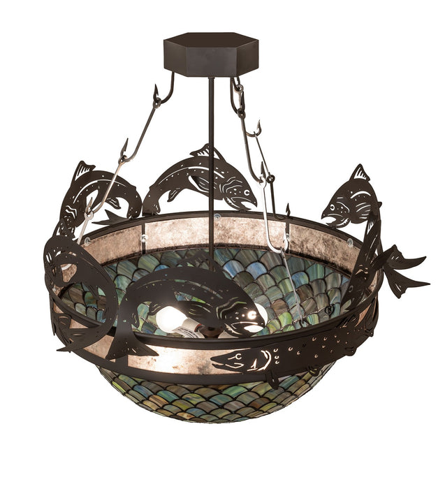 Meyda Tiffany - 270054 - Four Light Semi-Flushmount - Catch Of The Day - Oil Rubbed Bronze