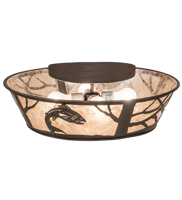 Meyda Tiffany - 270056 - Four Light Flushmount - Leaping Trout - Oil Rubbed Bronze