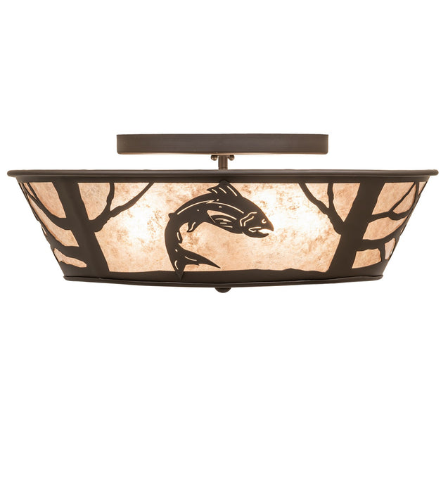Meyda Tiffany - 270056 - Four Light Flushmount - Leaping Trout - Oil Rubbed Bronze