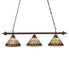 Meyda Tiffany - 270445 - Three Light Island Pendant - Tiffany Jeweled Peacock - Antique Brass