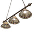 Meyda Tiffany - 270445 - Three Light Island Pendant - Tiffany Jeweled Peacock - Antique Brass