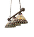 Meyda Tiffany - 270445 - Three Light Island Pendant - Tiffany Jeweled Peacock - Antique Brass