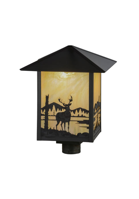 Meyda Tiffany - 93857 - One Light Post Mount Deer - Verdigris