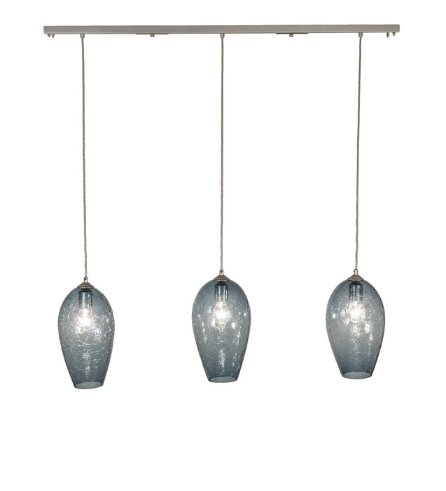Meyda Tiffany - 268619 - Three Light Island Pendant - Crackle Orb - Brushed Nickel