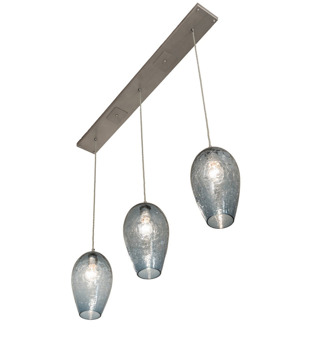 Meyda Tiffany - 268619 - Three Light Island Pendant - Crackle Orb - Brushed Nickel