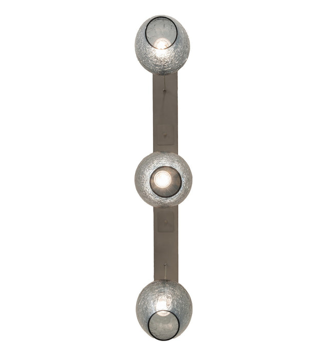 Meyda Tiffany - 268619 - Three Light Island Pendant - Crackle Orb - Brushed Nickel