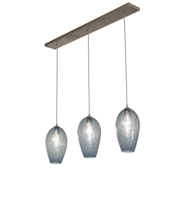 Meyda Tiffany - 268619 - Three Light Island Pendant - Crackle Orb - Brushed Nickel