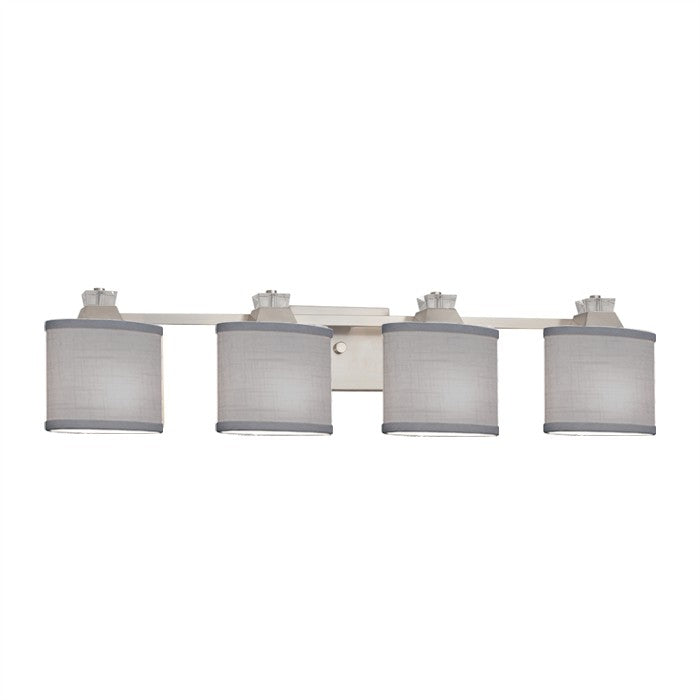 Justice Designs - FAB-8474-30-GRAY-NCKL - Four Light Bath Bar - Textile - Brushed Nickel