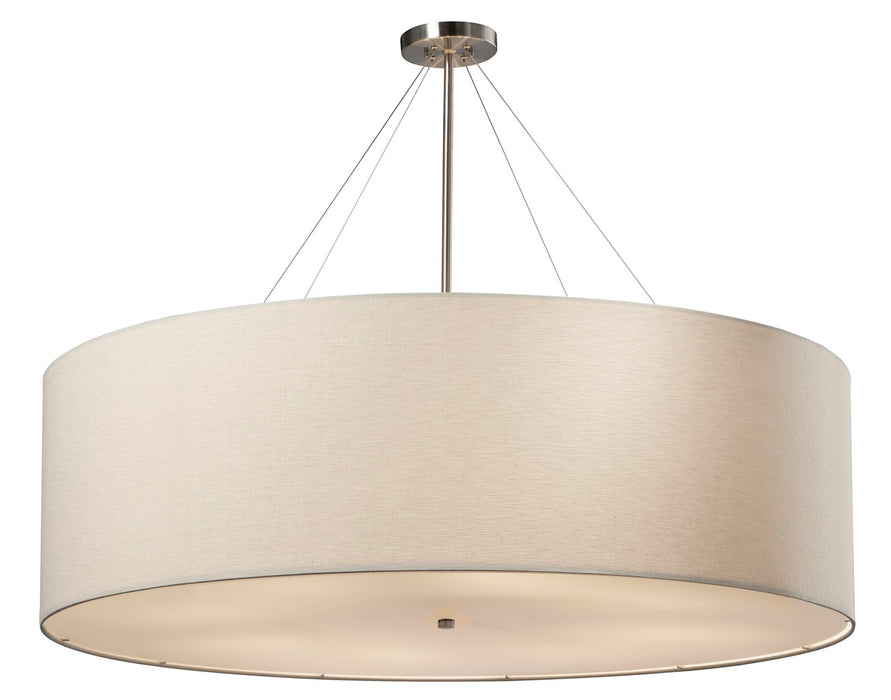 Justice Designs - FAB-9597-WHTE-NCKL-LED8-5600 - LED Pendant - Textile - Brushed Nickel