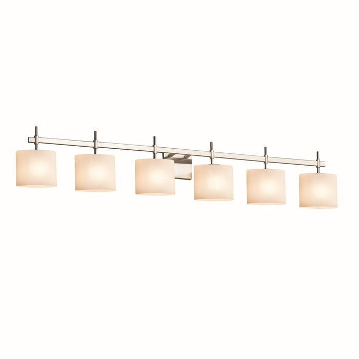 Justice Designs - FSN-8416-30-OPAL-NCKL - Six Light Bath Bar - Fusion - Brushed Nickel