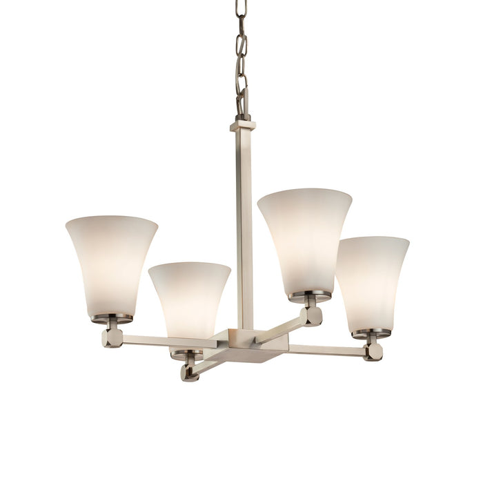 Justice Designs - FSN-8420-20-OPAL-NCKL - Four Light Chandelier - Fusion - Brushed Nickel