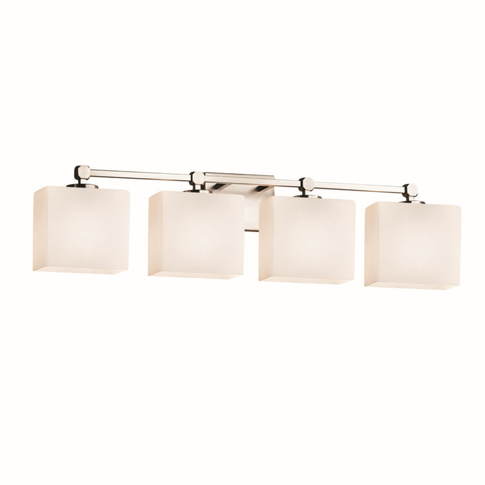 Justice Designs - FSN-8424-55-OPAL-NCKL - Four Light Bath Bar - Fusion - Brushed Nickel