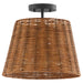 Quorum - 2893-13-59 - Three Light Semi Flush Mount - Wicker - Matte Black