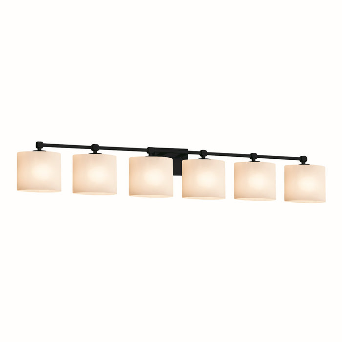 Justice Designs - FSN-8426-30-OPAL-MBLK - Six Light Bath Bar - Fusion - Matte Black