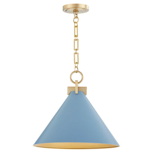 Quorum - 68-16-1280 - One Light Pendant - Jackson - Blue w/ Aged Brass