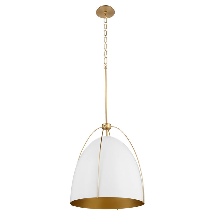 Quorum - 860-3-0880 - Three Light Pendant - Jamie - Studio White w/ Aged Brass