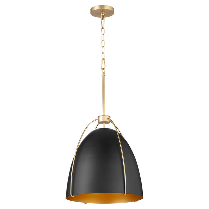 Quorum - 860-3-5980 - Three Light Pendant - Jamie - Matte Black w/ Aged Brass