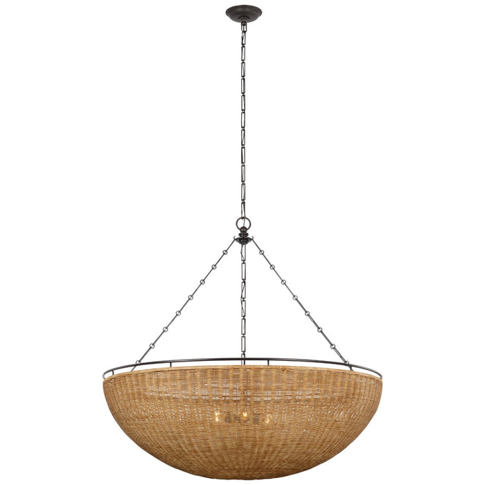 Visual Comfort Signature - CHC 5639AI/NTW - LED Chandelier - Clovis - Aged Iron and Natural Wicker