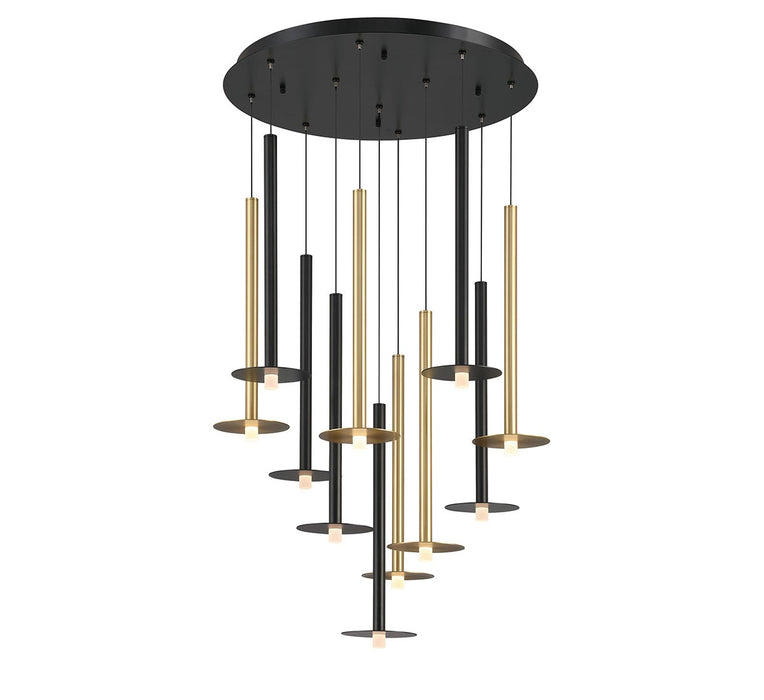 Lib & Co. - 12104-023 - LED Chandelier - Piatto - Matte Black and Plated Brushed Gold