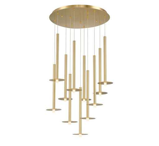 Piatto LED Chandelier Plated Brushed Gold