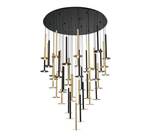 Lib & Co. - 12106-023 - LED Chandelier - Piatto - Matte Black & Plated Brushed Gold