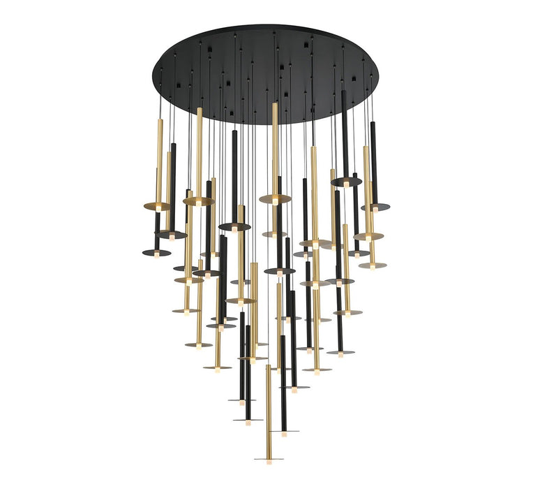 Lib & Co. - 12106-023 - LED Chandelier - Piatto - Matte Black & Plated Brushed Gold