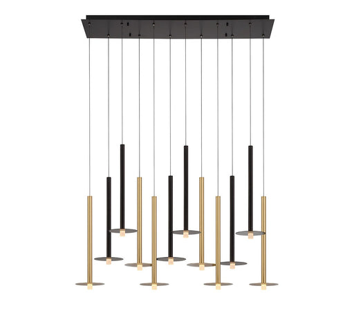 Piatto LED Chandelier Matte Black and Brushed Gold