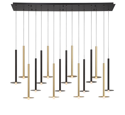 Piatto LED Chandelier Matte Black and Brushed Gold