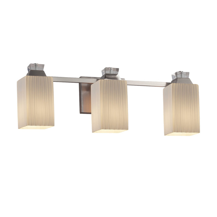 Justice Designs - FSN-8473-15-RBON-NCKL - Three Light Bath Bar - Fusion - Brushed Nickel