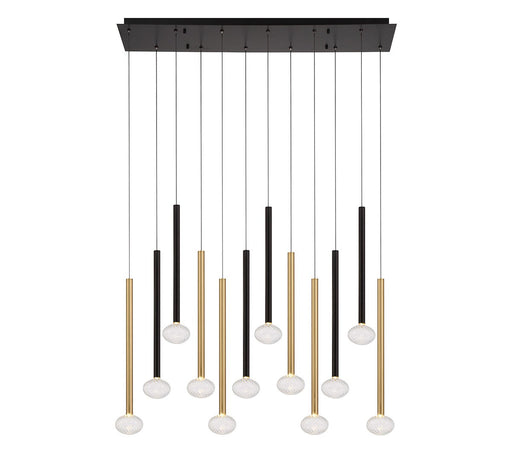 Soffio LED Chandelier Matte Black and Brushed Gold