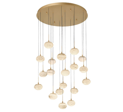 Calcolo LED Chandelier Painted Antique Brass