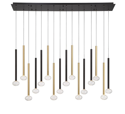 Soffio LED Chandelier Matte Black and Brushed Gold
