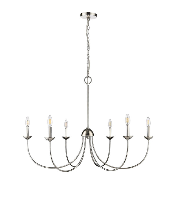 Millennium - 12406-PN - Six Light Chandelier - Huxley - Polished Nickel