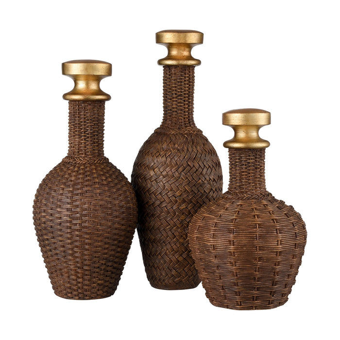 ELK Home - S0037-11230/S3 - Bottle - Set of 3 - Duin - Rich Brown