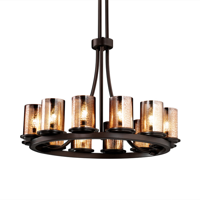 Justice Designs - FSN-8763-10-MROR-DBRZ-LED12-8400 - LED Chandelier - Fusion - Dark Bronze