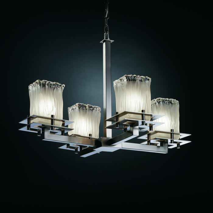 Justice Designs - GLA-8100-26-WTFR-NCKL-LED4-2800 - LED Chandelier - Veneto Luce - Brushed Nickel