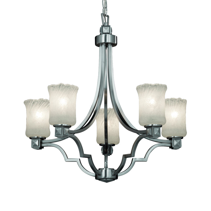 Justice Designs - GLA-8500-16-WHTW-NCKL-LED5-3500 - LED Chandelier - Veneto Luce - Brushed Nickel