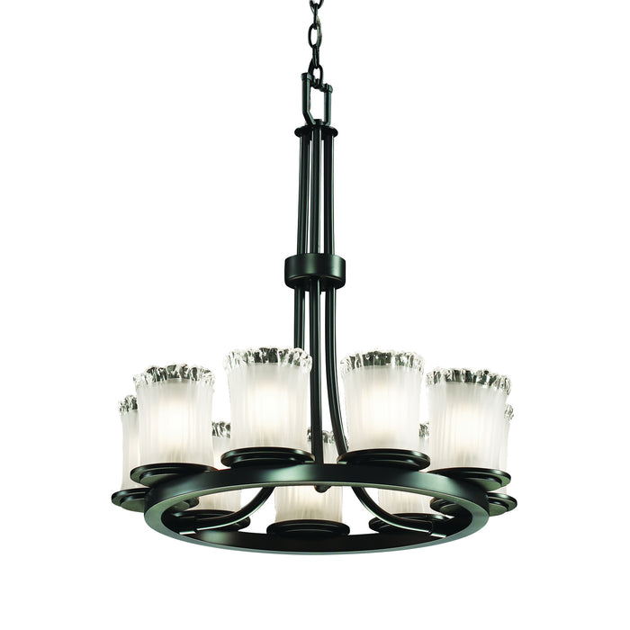 Justice Designs - GLA-8766-16-WTFR-MBLK-LED9-6300 - LED Chandelier - Veneto Luce - Matte Black