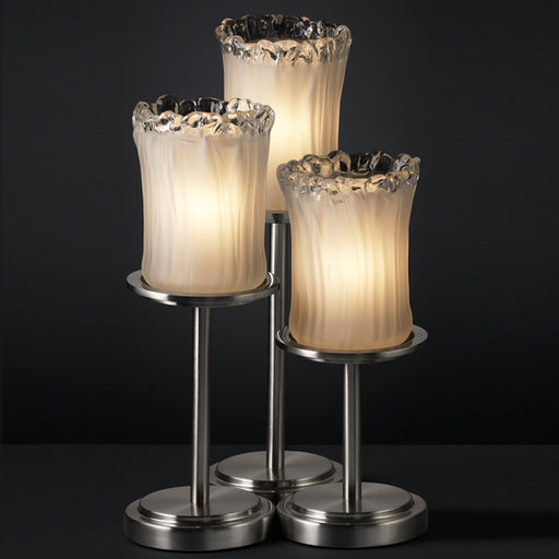 Justice Designs - GLA-8797-16-WTFR-NCKL-LED3-2100 - LED Table Lamp - Veneto Luce - Brushed Nickel