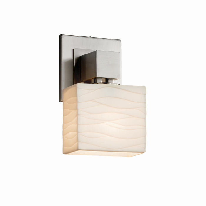 Justice Designs - PNA-8707-55-WAVE-NCKL - One Light Wall Sconce - Porcelina - Brushed Nickel