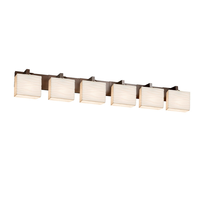 Justice Designs - PNA-8926-55-WAVE-DBRZ - Six Light Bath Bar - Porcelina - Dark Bronze